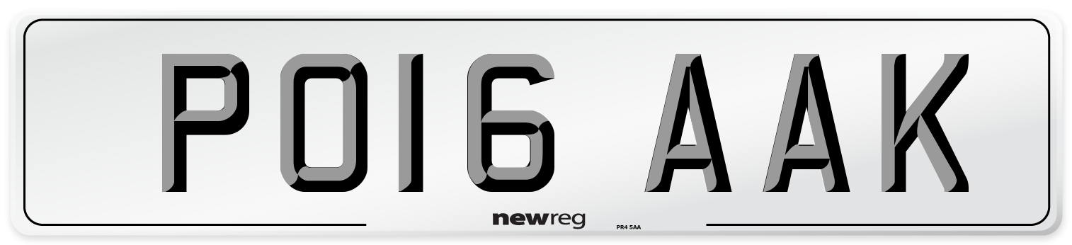 PO16 AAK Number Plate from New Reg